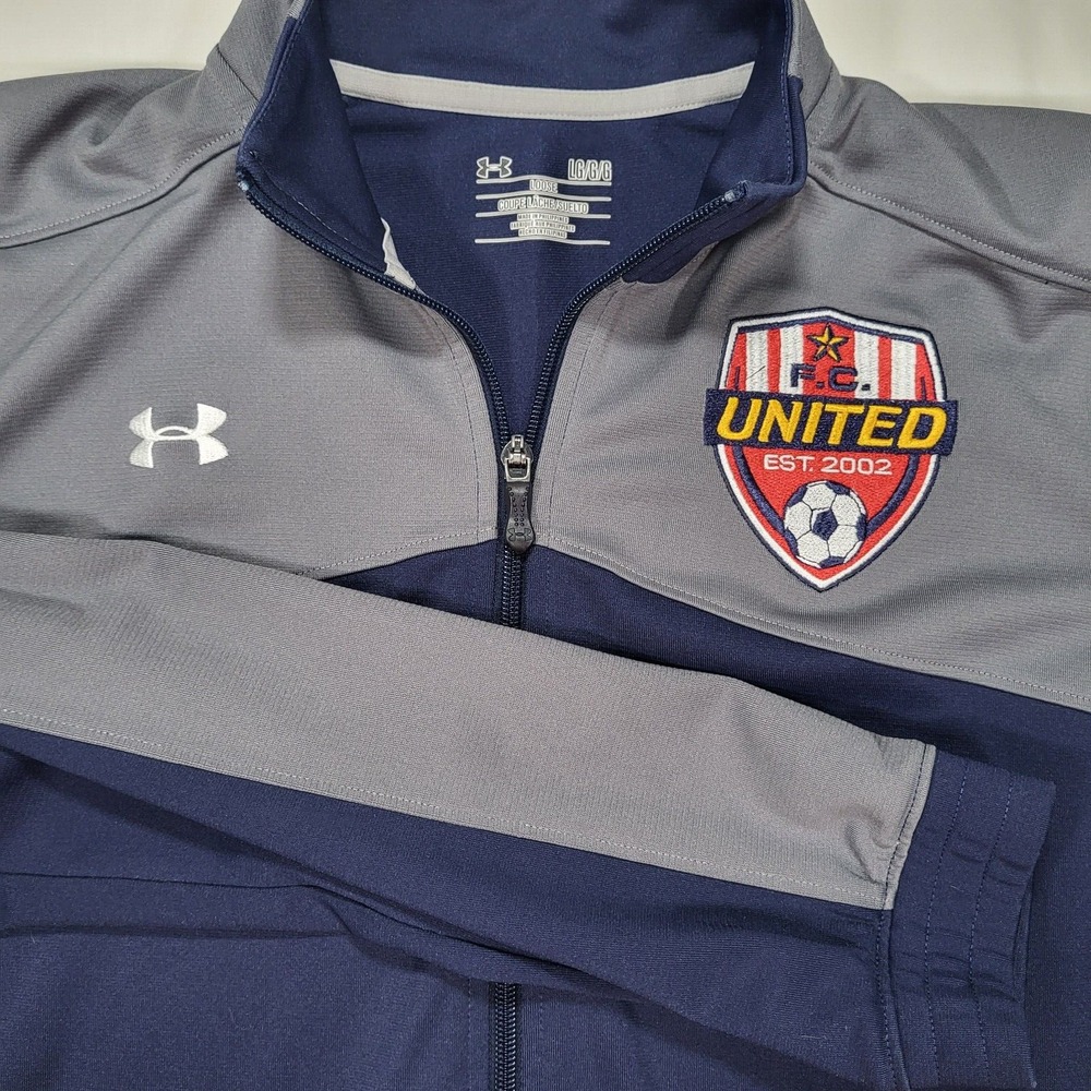 Under Armour Futbolista Full Zip Jacket Mens Large Loose Blue Gray F.C.‎ United